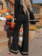 Perfee V-Neck Long Sleeve Top and Pants Set OutfitFlow